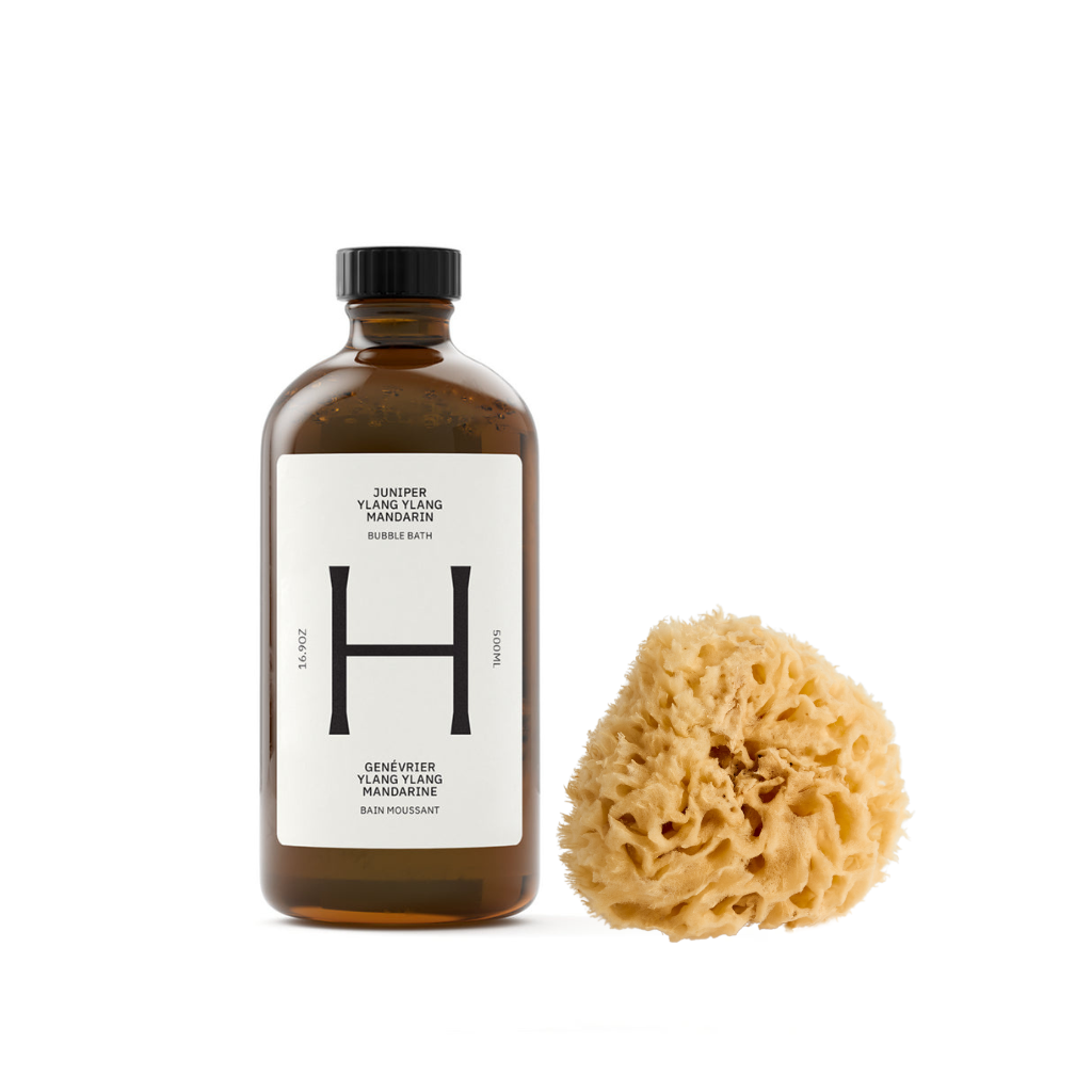 Juniper, Ylang Ylang, Mandarin Bubble Bath + Sea Sponge