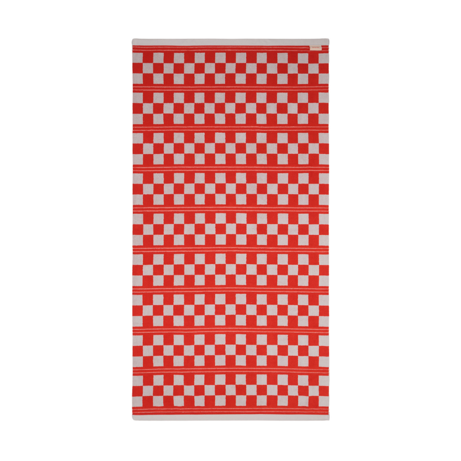 Busby Pool Towel - Cloud + Ranch Red