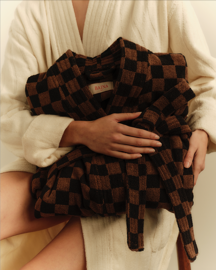 Sulis Bath Robe - Tabac + Noir