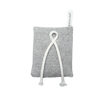 Organic linen soap bag grey with with white cord